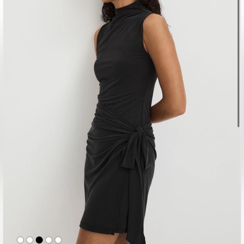 NWT - Good American - Jersey Mock Neck Wrap Tie-Waist Dress - Women's XS - Picture 3 of 9